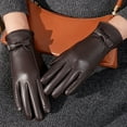 thumbnail image 5 of MIASHUI Women's Leather Gloves with Lining, Winter Windproof Warm Gloves, Thick Thermal Gloves for Driving & Outdoor, Comfortable Stretch Fit Brown, 5 of 6