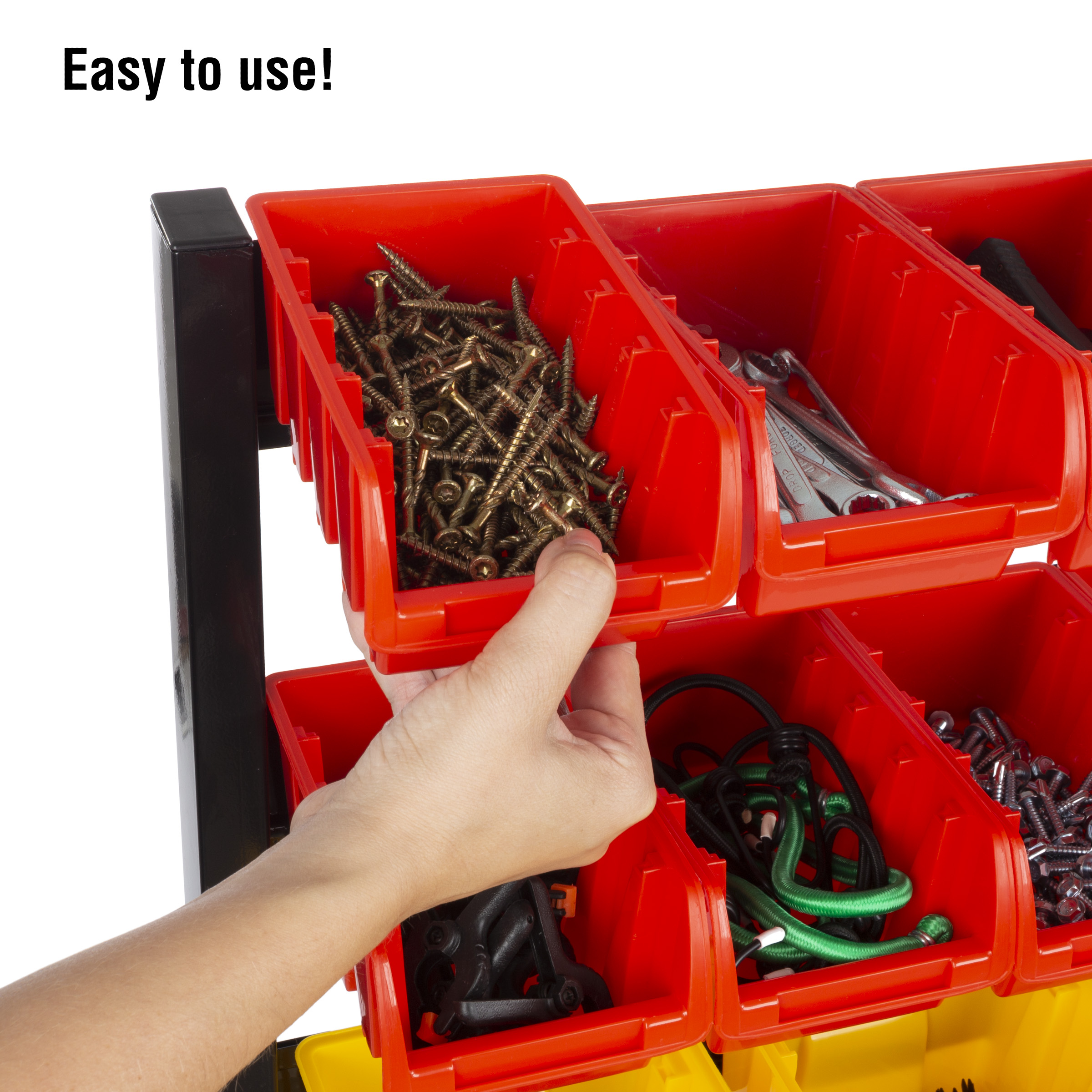 Stalwart 26 Bin Wall Mountable or Free Standing Tool Storage Rack Organizer