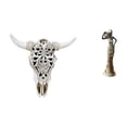 thumbnail image 1 of Escultura de pared de calavera,Estatua de resina con cabeza de vaca para decoración de pared y hogar,Adornos de diseño de patrón de decoración de pared de cabeza de vaca,Figura de, 1 of 8