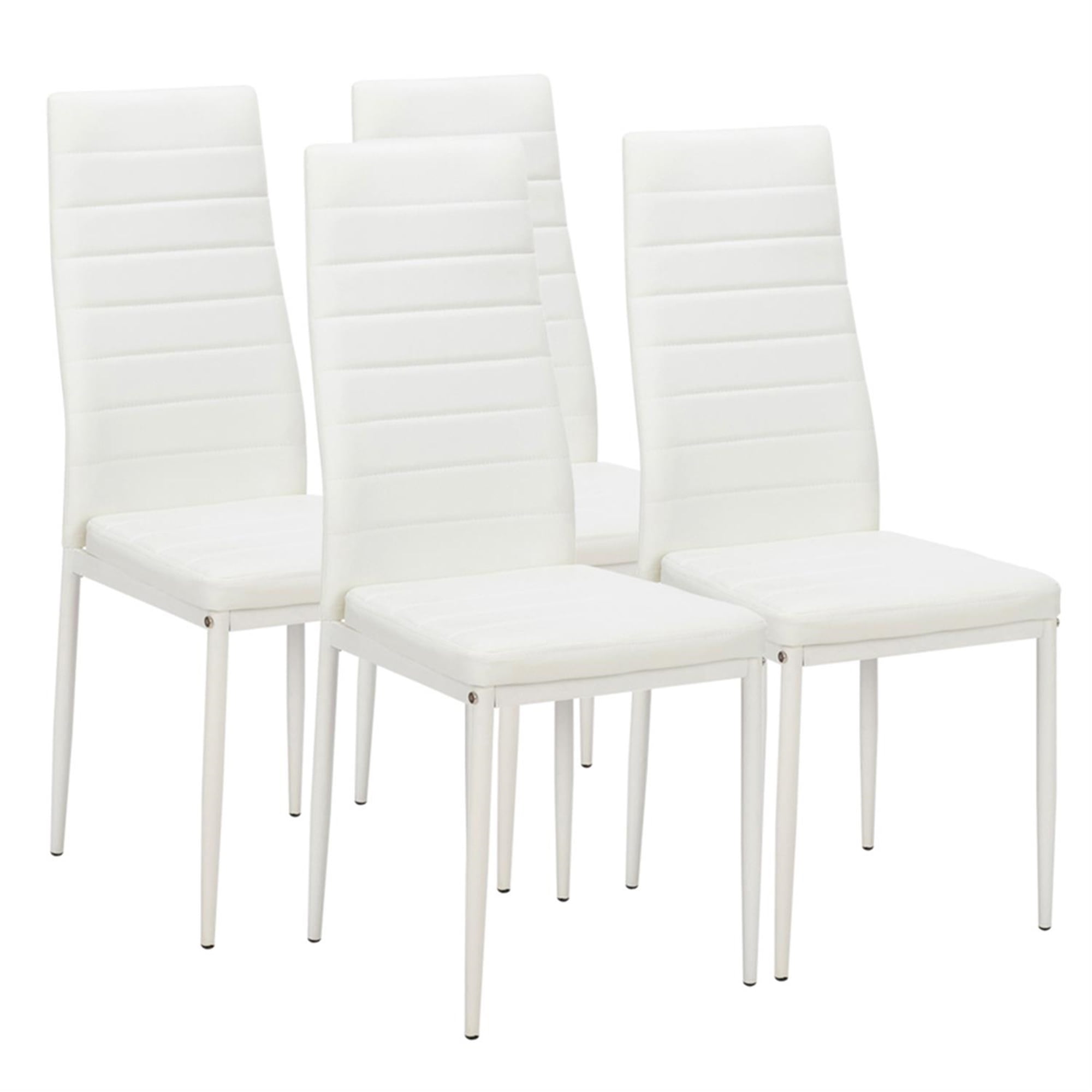 Kepooman Modern PU Dining Chairs Set of 4, Texture High Backrest Dining Chairs, kitchen Side Chairs for Kitchen Living Room Bedroom, White Kepooman Modern PU Dining Chairs Set of 4, Texture High Backrest Dining Chairs, kitchen Side Chairs for Kitchen Living Room Bedroom, White