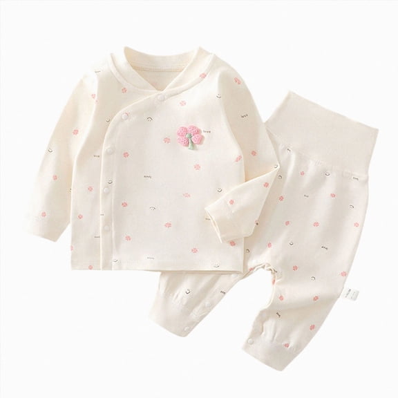 Gubotare 100% Cotton Baby Boys Girls Pajamas Set Long Sleeve Sleepwear (Pink, 0-3 Months)