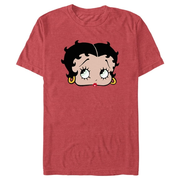 Men's Betty Boop Puppy Dog Eyes Face Graphic Tee Red Heather Medium