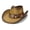 khaki, variant on Leather Wide Brim Cowboy Western Bush Hat Outback Braided Traveller Hat Sombrero Caps for Dad Women Men Cowgirl