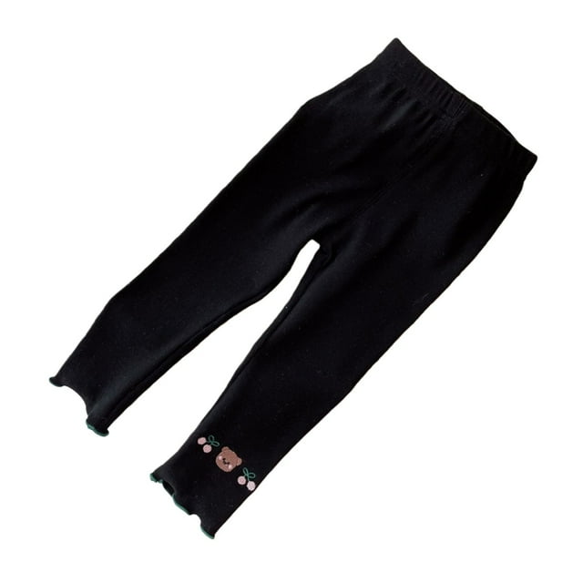 LIJCC Cute Graphic Tights for Baby Girls Winter Soft Solid Color Ribbed Cotton Stretchy Ballet Bell Bottoms Running Dance Tights Leggings Causal Basic Footless Pantyhose