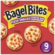 Bagel Bites Cheese & Pepperoni Mini Pizza Bagel Frozen Snacks, 9 Ct Box, Shellfish-Free, Contains: Wheat, Milk.