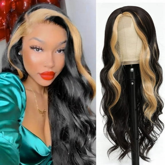 Long Wavy Wigs for Women Long Curly Wig Lace Front Wigs Synthetic Wigs Side Part Full Wigs Natural Looking Hair Replacement A1