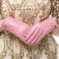 thumbnail image 2 of Women's Lambskin Leather Gloves Winter Warm Simple Long Fleece Lining Gloves, 2 of 7