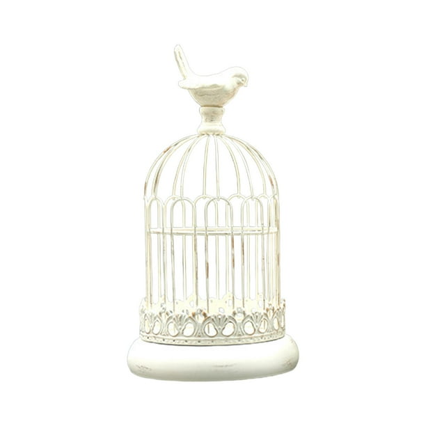 Candelabro de hierro retro para centro de mesa, cena, vela de té, Navidad Blanco 14x26cm