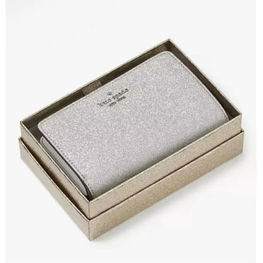 Kate Spade Glimmer Glitter Medium Compact Bifold Wallet In Lunar Light