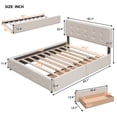 thumbnail image 7 of MODERNLUXE Queen Size Upholstered Platform Bed with Twin XL Trundle and 2 Drawers,Linen Fabric Solid Wood Bed Frame for Space Saving,Dark Beige, 7 of 7