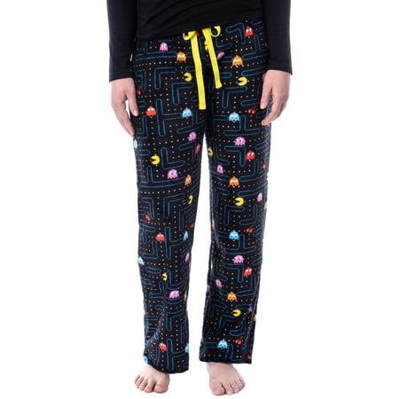 Pacman Women s Super Pac-Man Arcade Game Allover Pattern Minky Plush Pajama Pants