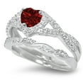 thumbnail image 3 of LaRaso & Co 1 Carat Garnet January Birthstone CZ Wedding Engagement Ring Set 925 Silver Size 6, 3 of 5