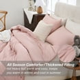 thumbnail image 2 of 3 Pieces Boho Comforter Sets with Ball Pom Fringe, Soft Bedding Set for All Seasons - 3pcs, 1 Comforter & 2 Pillow Shams, All Season Pink Queen, 2 of 6