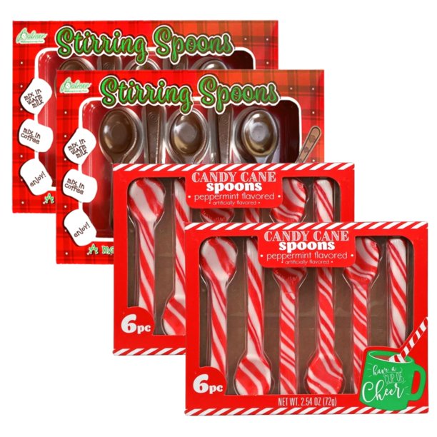 JD Candy Cane Peppermint and Chocolate Spoons, Delicious Sweet & Minty