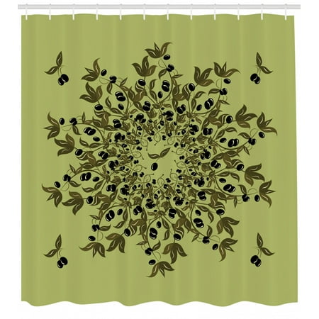 Olive Green Shower Curtain Branches Of Olives Mediterranean