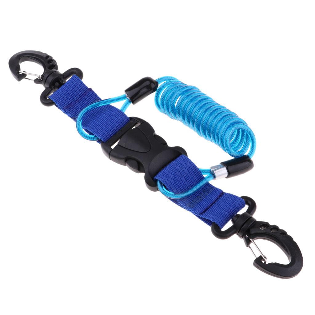 Strong Scuba Diving Spring Lanyard with 2 Clips - Blue, as described
