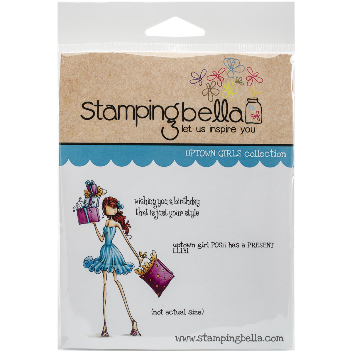 6.5 x 4.5 Stamping Bella Uptown Girl Posh Has A Present Cling Rubber Stamp