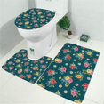 thumbnail image 2 of Pioneer Flower Floral Print Pattern Bathroom Rugs Sets 3 Piece, Toilet Cover Set, Absorbent Non Slip Bathroom Mats with U-Shaped Contour Rug, 2 of 5