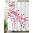 thumbnail image 2 of Pink Floral Cherry Blossom Shower Curtain, White Spring Petals Bathroom Decor Curtains Set with Hooks, Waterproof Fabric Home Accessories， 72 X 84 Inch Extra Long, 2 of 6