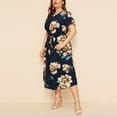 thumbnail image 4 of Fridja Robe en Chiffon à Manches Courtes Imprimé Floral Col Rond Ample pour Femme, 4 of 9