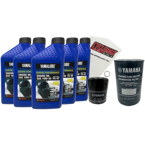 Cyclemax 10W30 Marine Oil Change Kit w Filter fits 2013-2024 Yamaha VF150 Engine