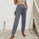 thumbnail image 4 of Pantalones Con Cordón Pantalones básicos para damas Slim Fit Estilo casual Cintura elástica Color sólido Traje deportivo Ygjytge Gris S para Mujer, 4 of 7