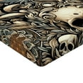thumbnail image 2 of Ambesonne Gothic Art Fitted Sheet, Mushroom Skulls Occult, California King, Eggshell and Charcoal Grey, 2 of 3