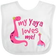 thumbnail image 3 of Inktastic My Yaya Loves Me Granddaughter Dinosaur Girls Baby Bib, 3 of 4