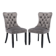 thumbnail image 5 of Hassch 2 Pack Velvet Upholstered Dining Chair with Wood Legs, Modern Armless Chair with Tufted Button Back, Easy Assembly, Gray & Black, 5 of 10