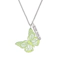 thumbnail image 1 of Delight Jewelry Acrylic Cut Out Butterfly Mirror Lime Green Silvertone Hope Anchors the Soul Bar Charm Necklace, 23", 1 of 4