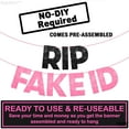 thumbnail image 4 of KatchOn, Glitter RIP Fake ID Banner Black and Pink - Prestrung, 10 Feet | Rip Fake Id Sign for Pink 21st Birthday Decorations | Happy 21st Birthday Banner for Funny 21st Birthday Decorations For Her, 4 of 5
