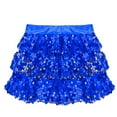 thumbnail image 5 of Doomiva Kids Girls Shiny Sequins Halter Tassel Crop Top with Mini Skirt Set Latin Jazz Salsa Samba Rumba Dance Outfits Blue 8, 5 of 7