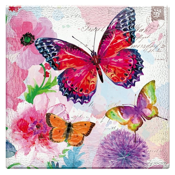 Home & Garden Butterfly Prints Bird Bath Glass Flowers 2Gb851.
