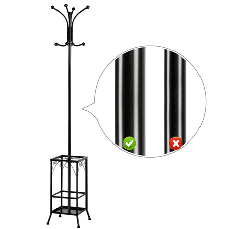 Tree Coat Hat Rack Stand - Coat Hat Rack with Umbrella Stand, Hall Tree Hangers 8 Hook Solid Base