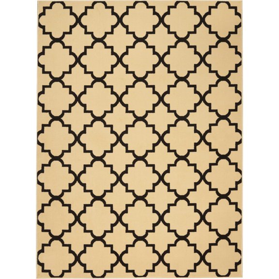 Nourison Grafix Trellis Cream/Black 5'3" x 7'3" Area Rug, (5x7)