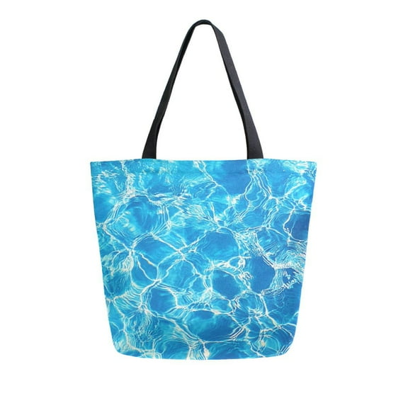 Large opening canvas tote bag, thickened canvas shopping bag, commuter handbag, multi-color available. Clear Blue Water Ripples