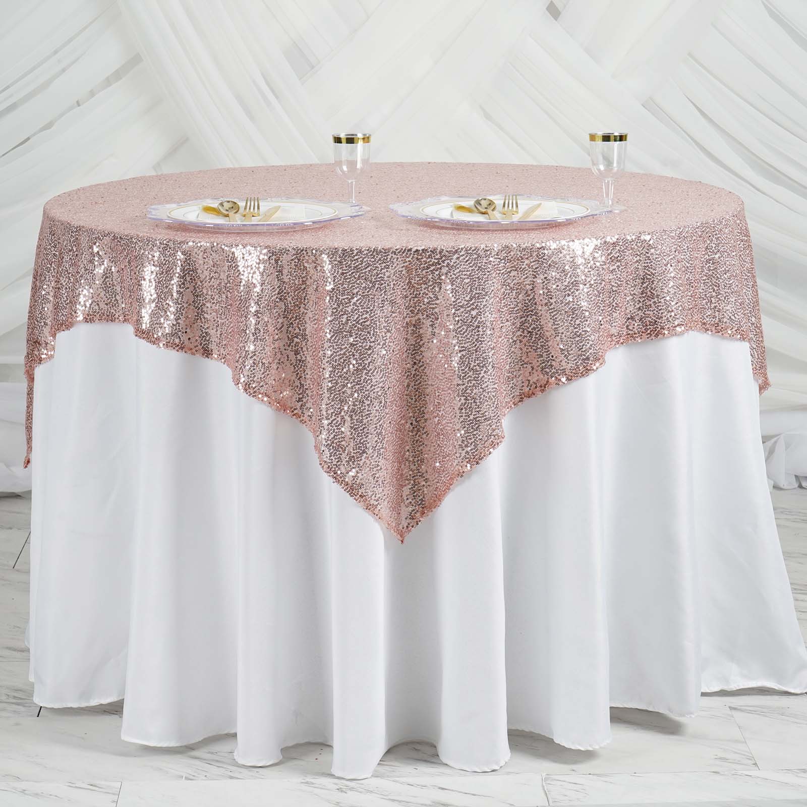 Efavormart LUXURY Sequin Square Tablecloth Overlay Tablecloth Cover For