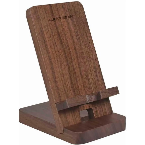 Wood Phone Stand, Desktop Wooden Phone Holder, Portable Office Phone Stand for Desk, Wood ipad Stand， Compatible with iPhone & All Cell Phones (Walnut)