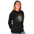 thumbnail image 3 of See You in Hell Skull Roses Tattoo Plus Size Long Sleeve Graphic Tee Shirt Brisco Brands 2X, 3 of 5