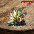 thumbnail image 5 of Revolving acrylic ornament featuring a fairy with butterfly wings in stained glass style vibrant colors on a white background with a clean border, 5 of 8