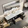 thumbnail image 5 of Totti Wave 72" Espresso Modern Double Sink Bathroom Vanity w/ Super White Man-Made Stone Top & Sinks, 5 of 7