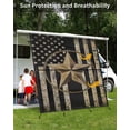 thumbnail image 3 of 4th of July RV Awning Sun Shade Screen 9'X7' Patriotic Star Wreath Mesh Sunscreen Retro Black American Flag Awning Shade Screen with Zipper UV Blocker Completed Kits for RV Motorhome Camper, 3 of 7