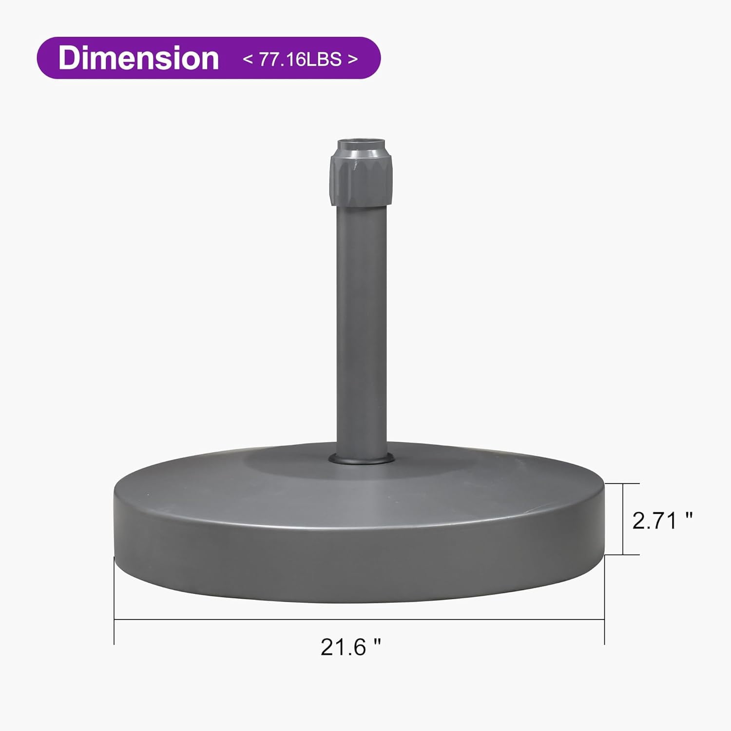 Purple Leaf Patio Umbrella Base Stand Market Table Umbrellas Outdoor Heavy Duty Round Concrete Stand 77 LBS Black