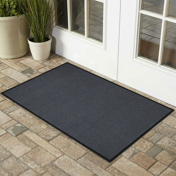 Front Door Mat Entrance Floor Rug Doormat Non-Slip Mat Indoor Outdoor Waterproof Gray 16x24in