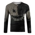 thumbnail image 4 of Domuza Halloween Shirt Men Horror Novelty Ghost Pumpkin Graphic Long Sleeve T Shirts Lightweight Soft Comfy Crew-Neck Raglan Blouse Dark Gray M, 4 of 5