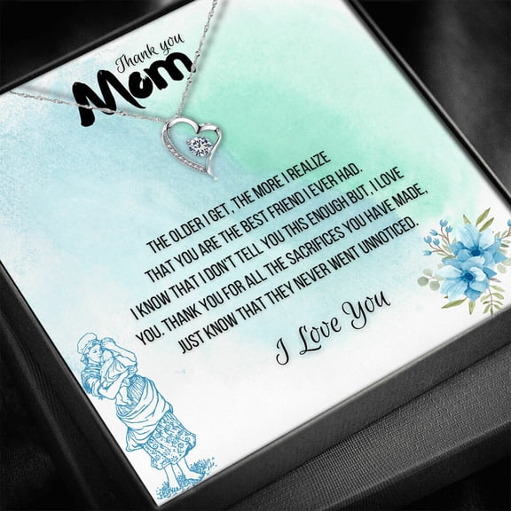 To My Mom For Mother Mothers Day Love Heart Necklace, A Meaningful Necklace Perfect For Anniversaries, Birthdays, Valentine V6998, White Forever Love Necklace