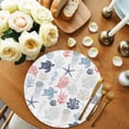 thumbnail image 2 of Blue Red Coastal Round 13 Inch Placemats Set of 2, Nautical Summer Beach Coral Sea Turtle HeatResistant Non Slip Place Mats for Dining Table, Wipeable Braided Kitchen Table Mats for Housewarming, 2 of 9