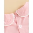 thumbnail image 6 of aturustex Toddler Boys Girls Bubble Romper Outfits 0 3M 6M 12M 18M 24M Infant Baby Long Sleeve Bodysuits Contrast Line/Solid Color Romper Doll Collar ly Spring Fall Clothes for Holiday Party, 6 of 7