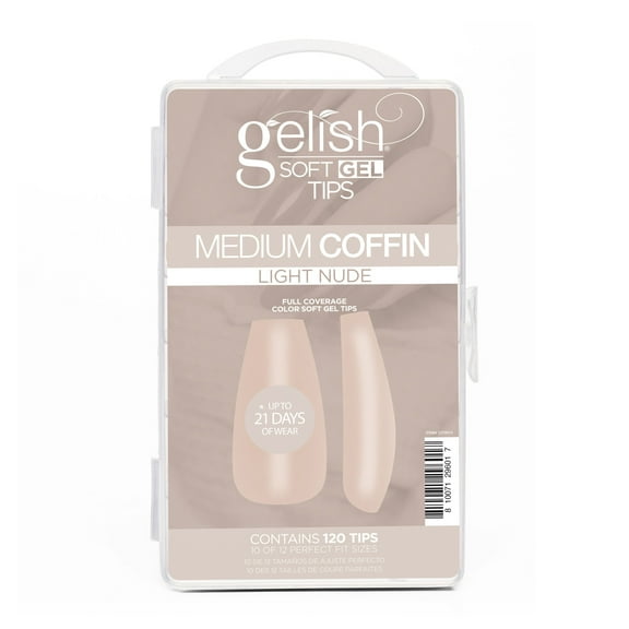 Harmony Gelish Soft Gel Tips Light Nude Medium Coffin 120CT #1270014
