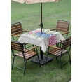 thumbnail image 4 of Outdoor Tablecloth with Umbrella Hole for Patio/Picnic/Party/Camping, Blue Pink Hydrangea Waterproof Table Cloth Square Cover Washable, Eucalyptus Leaves Wooden Summer Botanical (60"x 60"), 4 of 8
